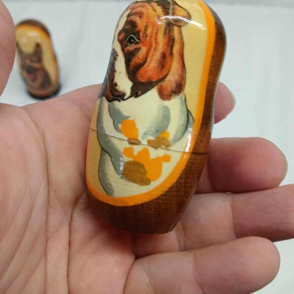 Vintage Wooden Dog Themed Nesting Dolls - Picture 2 of 12